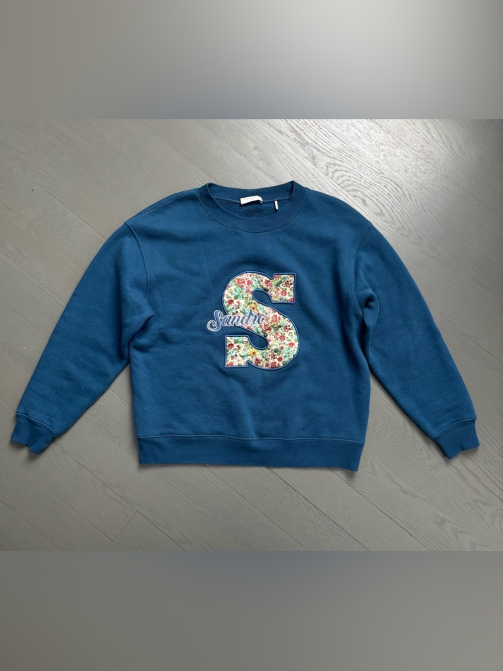 Sandro Paris Paulo Floral Blue
Varsity Pullover Sweatshirt size 1 S